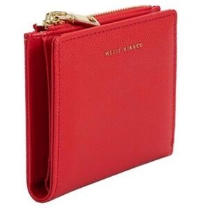 Melie Bianco wallet The Tish compact red vegan leather small gold zip